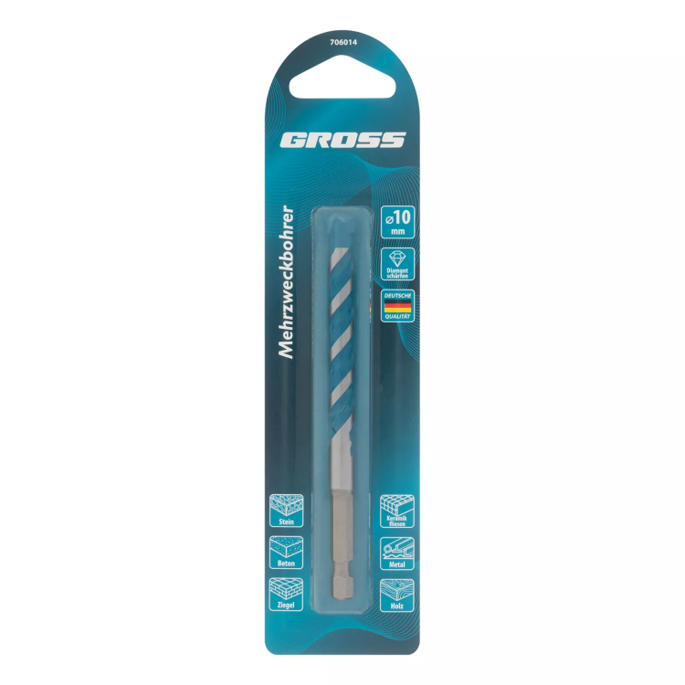 Сверло универсальное Gross, Multipurpose PRO, 6-гр. хвостовик, 10мм купить в Сургуте