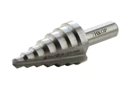 Сверло для металла ступенчатое Ф6-25 мм 7 ступеней ход 4,5 мм Энкор 21625 купить в Сургуте