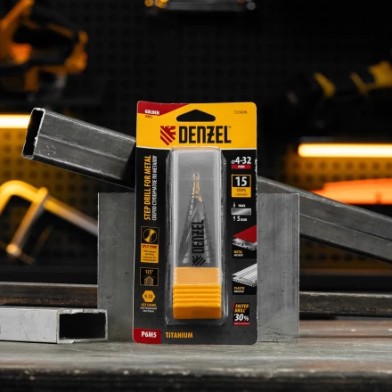 Сверло ступенчатое Denzel 723606, 4-6-8-10-12-14-16-18-20-22-24-26-28-30-32 мм, Р6М5, 6-гр. хвостовик купить в Сургуте