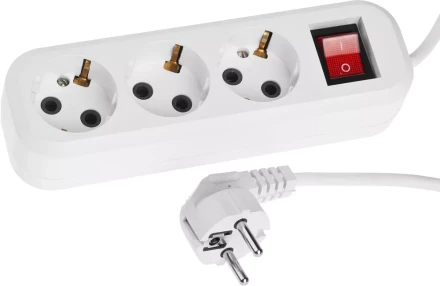 Удлинитель СИБИН электрический, ПВС сечение 0,75кв мм, 3 гнезда, макс мощн 2200Вт, 5м, заземление, выключатель 55036-5 купить в Сургуте