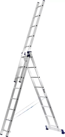 Лестница СИБИН универсальная, трехсекционная со стабилизатором, 9 ступеней 38833-09 купить в Сургуте