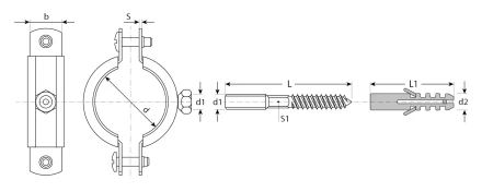 ЗУБР 3, цинк, 1 шт, трубный хомут с сантехнической шпилькой и дюбелем (37866-87-94) купить в Сургуте