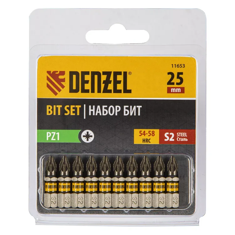 Бита PZ1х25, сталь S2, шестигранный профиль, 10 шт. Е 6,3 Denzel 11653 купить в Сургуте