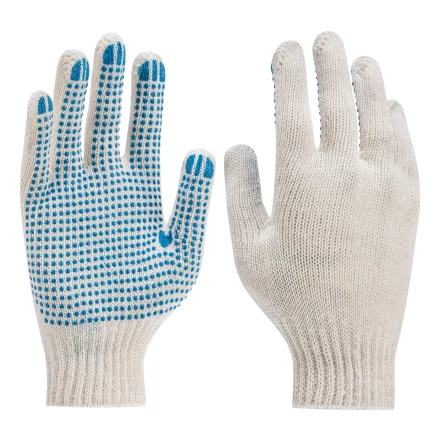 Перчатки трикотажные усиленные, с ПВХ точкой, 7 класс вязки Россия 677745 купить в Сургуте