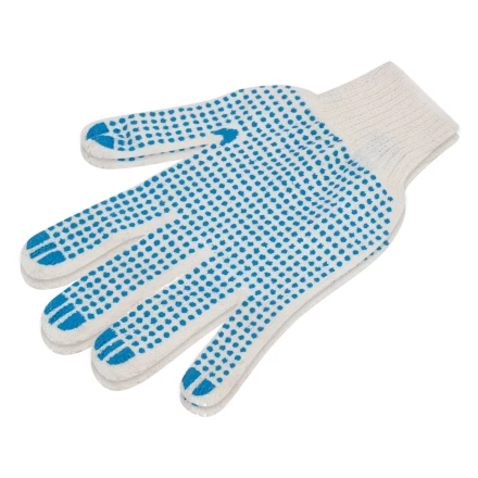 Перчатки трикотажные усиленные, с ПВХ точкой, 7 класс вязки Россия 677745 купить в Сургуте