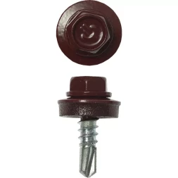 Саморезы ЗУБР &quot;ПРОФЕССИОНАЛ&quot; окраш., RAL 3005 темно-красн., для крепл. кров. матер. к металл. констр., 5.5x19мм, 500шт 4-300315-55-019-3005