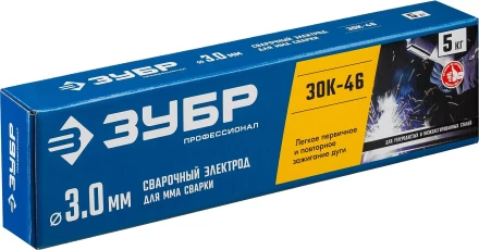 ЗУБР Д 3.0 х 350 мм, 5 кг в коробке, ЗОК-46 рутил-целлюлозный, электрод сварочный, Профессионал (40035-3.0) купить в Сургуте