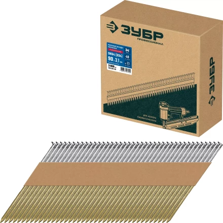 ЗУБР SN34 (D34) 90 х 3.1 мм, реечные гвозди рифленые оцинкованные, 3000 шт (305399-90) купить в Сургуте