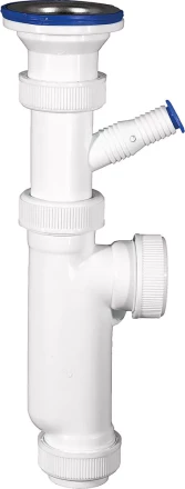 Сифон ЗУБР &quot;МАСТЕР&quot; колбовый для моек и раковин, выпуск - нержавеющая чашка, отвод для стиральной машины 51857 купить в Сургуте