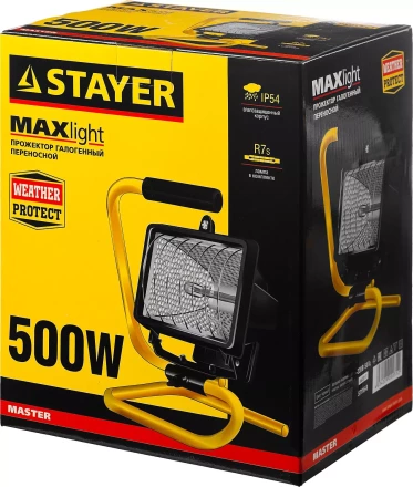 Прожектор STAYER &quot;MASTER&quot; MAXLight галогенный, переносной с подставкой, черный, 500Вт 57116-B купить в Сургуте