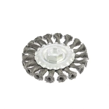 Щетка для УШМ 100 мм М14 плоская крученая проволока 0,5 мм MATRIX 74639 купить в Сургуте