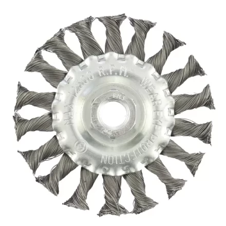 Щетка для УШМ 100 мм М14 плоская крученая проволока 0,5 мм MATRIX 74639 купить в Сургуте