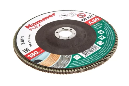 Круг Лепестковый Торцевой (КЛТ) HAMMER КЛТ 1 Ф180х22 Р60 213-031 купить в Сургуте
