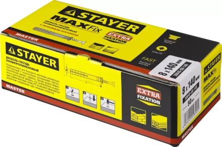 Дюбель-гвоздь полипропиленовый, потайный бортик, 8 x 140 мм, 50 шт, STAYER Master 30645-08-140 30645-08-140 купить в Сургуте