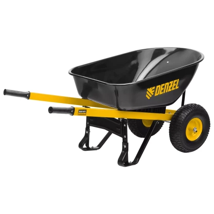 Тачка строительная усиленная объем 140 л 250 кг двухколесная колесо 15х6.00-6 Denzel 69000 купить в Сургуте