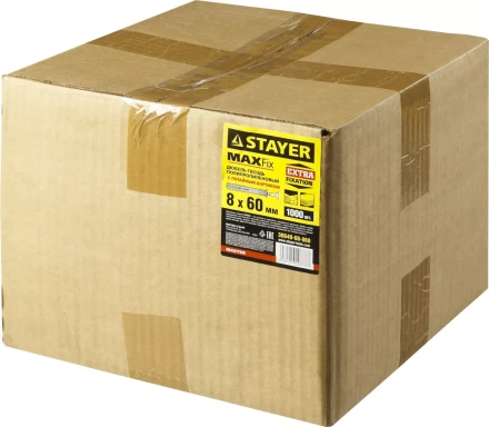 Дюбель-гвоздь полипропиленовый, потайный бортик, 8 x 60 мм, 1000 шт, STAYER Master 30640-08-060 30640-08-060 купить в Сургуте