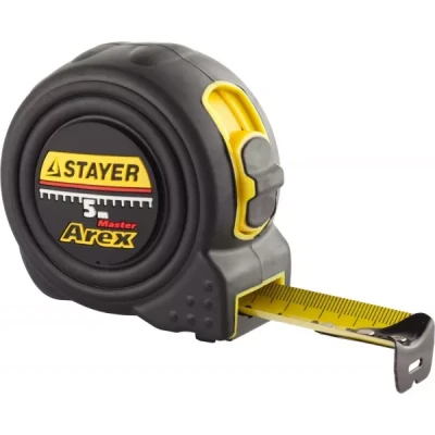 Рулетка STAYER "PROFI" "AREX", двухкомпонентный противоударный корпус, упрочненное полотно, 5м/25мм 3410-05-25_z01