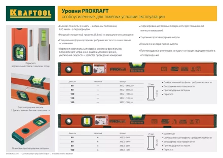 Уровень KRAFTOOL алюминиевый, 2 глазка, 60см 34721-060_z01 купить в Сургуте