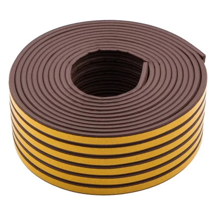Уплотнитель резиновый, 24 м, профиль &quot;E&quot;, коричневый Сибртех 88906 купить в Сургуте