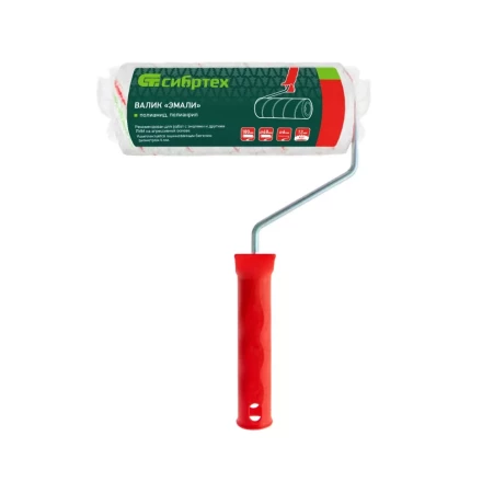 Валик &quot;Эмали&quot; , 180 мм, ворс 12 мм, D - 48 мм, D ручки - 6 мм, полиамид, полиакрил Сибртех 80196 купить в Сургуте