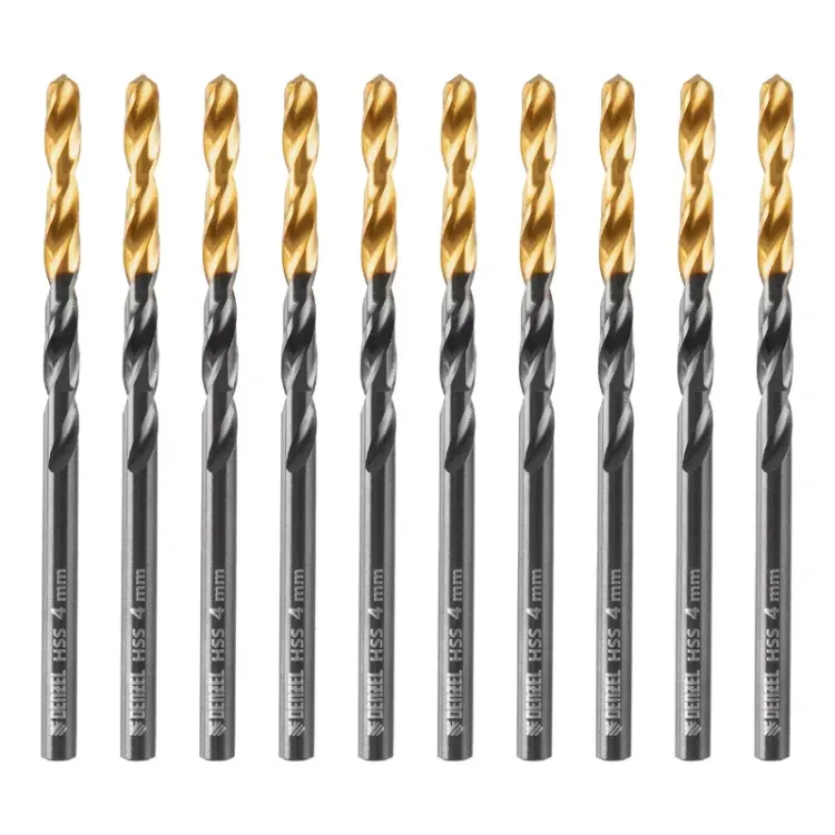 Сверло по металлу, 4 мм, HSS-Tin, Golden Tip, 10 шт. Denzel 717209 купить в Сургуте