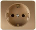 Розетка СВЕТОЗАР &quot;ГАММА&quot; с заземлением, одинарная, без вставки и рамки, цвет золотой металлик, 16А/~250В SV-54105-GM купить в Сургуте