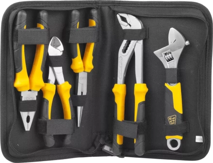 Набор JCB: Губцевый инструмент, хромированное покрытие, двухкомпонентные рукоятки, CrV cталь, 5 предм, чехол JPL017 купить в Сургуте