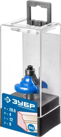 ЗУБР 28.6 x 12 мм, радиус 4 мм, фреза кромочная калевочная №2, Профессионал (28704-28.6) купить в Сургуте