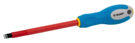 ЗУБР &quot;ПРОФИ ЭЛЕКТРИК&quot;. Отвертка Cr-V, трехкомпонент рукоятка, высоковольтная до ~1000В, SL, 8,0x175 мм 25261-8.0-175 купить в Сургуте