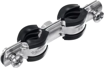 ЗУБР 3/8, цинк, 8 шт, двойной трубный хомут (37890-15-19) купить в Сургуте