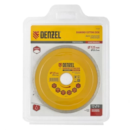Диск алмазный отрезной сплошной 150 х 22,2 мм мокрая резка DENZEL артикул 73126 купить в Сургуте