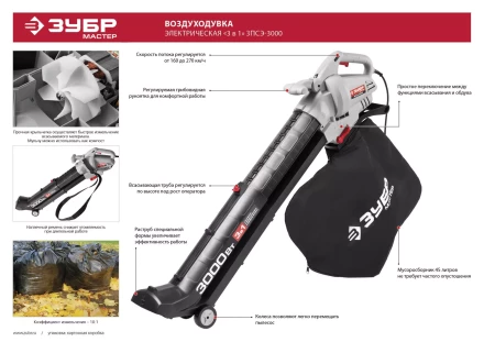 Пылесос садовый (воздуходувка) ЗПСЭ-3000 серия МАСТЕР купить в Сургуте