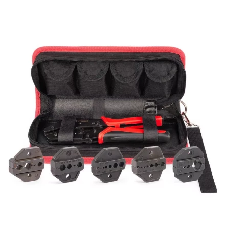 Пресс-клещи КВТ HT-330 с набором из 5 матриц для опрессовки разъемов SMA, N-типа, TNC, BNC, FME, UHF (набор) (89230) купить в Сургуте