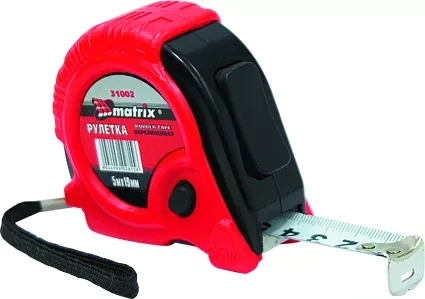 Рулетка Rubber 5 м х 19 мм обрезиненный корпус  MATRIX 31002 купить в Сургуте