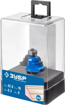 ЗУБР 42.8 x 19 мм, радиус 6.3 мм, фреза кромочная калевочная №4, Профессионал (28705-42.8) купить в Сургуте