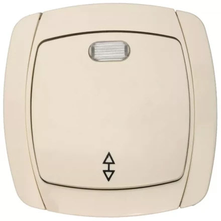 Выключатель СВЕТОЗАР &quot;CITY LIGHT&quot; проходной одноклавишный в сборе, с подсветкой, бежевый, 10А/~250В SV-54238-B купить в Сургуте