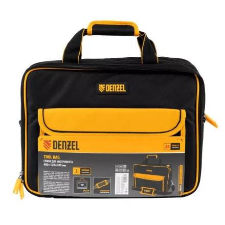 Сумка для инструмента, 400х170х300 мм, 3 отделения, 28 карманов, наплечный ремень// Denzel 90295 купить в Сургуте