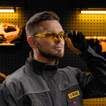 Очки защитные открытые Denzel 89199, поликарбонатные, желтая линза купить в Сургуте