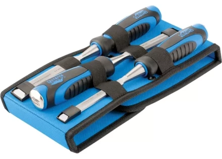 Набор долот-стамесок плоских 3шт 12-16-20 мм двухкомпонентная рукоятка металлический затыльник БАРС 24450 купить в Сургуте