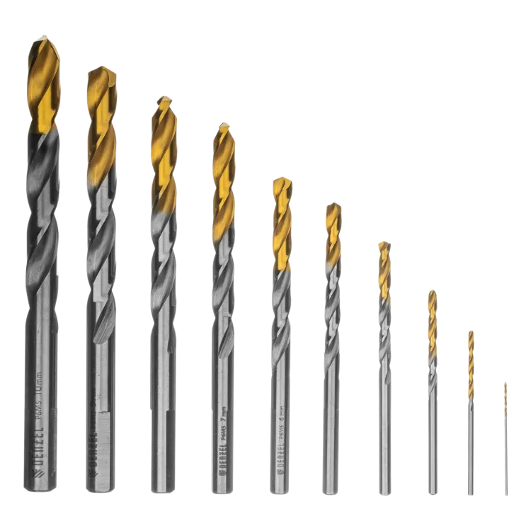 Набор сверл по металлу Denzel 723001, 1-10 мм, Р6М5-TiN, Golden Tip, 10 шт купить в Сургуте