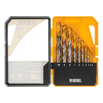 Набор сверл по металлу Denzel 723001, 1-10 мм, Р6М5-TiN, Golden Tip, 10 шт купить в Сургуте