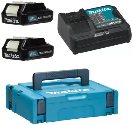 Набор 2 аккумулятора BL1016B + зарядное устройство DC10SB (12В, 1.5Ач, Li-ion, MakPac) Makita 197652-7 купить в Сургуте