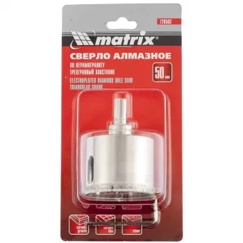 Сверло алмазное по керамограниту 50 х 67 мм 3-гранный хвостовик MATRIX 726503 купить в Сургуте