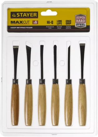 Набор STAYER: Резцы фигурные, с деревянной ручкой, 6шт 1832-H6 купить в Сургуте