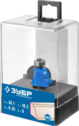 ЗУБР 38.1 x 18 мм, радиус 6.3 мм, фреза кромочная калевочная №6, Профессионал (28707-38.1) купить в Сургуте