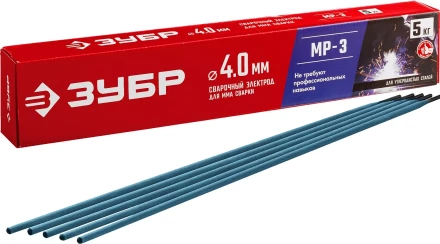 ЗУБР Д 4.0 х 450 мм, 5 кг в коробке МР-3 рутиловый, электрод сварочный (40015-4.0) купить в Сургуте