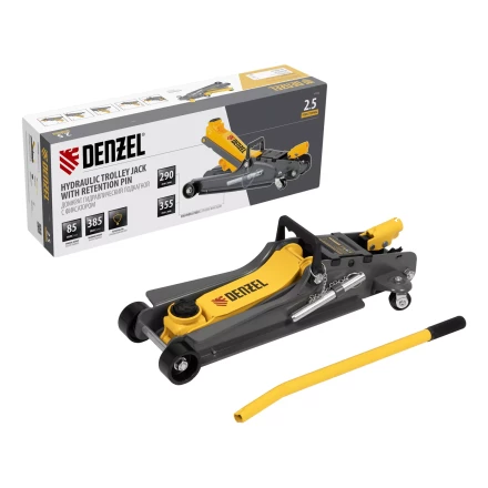 Домкрат гидравлический подкатной с фиксатором Denzel 51232, 2,5 т, 85-385 мм купить в Сургуте