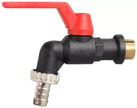 Кран угловой ЗУБР шаровой &quot;папа-соединит шланг&quot;, пластиковый корпус, 1/2&quot;х15 4-51560-P-1/2-15 купить в Сургуте