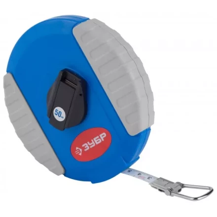 Мерная лента ЗУБР &quot;ЭКСПЕРТ&quot;, стальное полотно с нейлоновым покрытием, двухкомпонентный ударопрочный корпус, 50м 34165-50_z01 купить в Сургуте