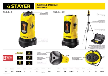 Нивелир лазерный линейный SLL-2, STAYER 34960-H2, штатив, кейс, 10м, точн. +/-0,5 мм/м 34960-H2 купить в Сургуте
